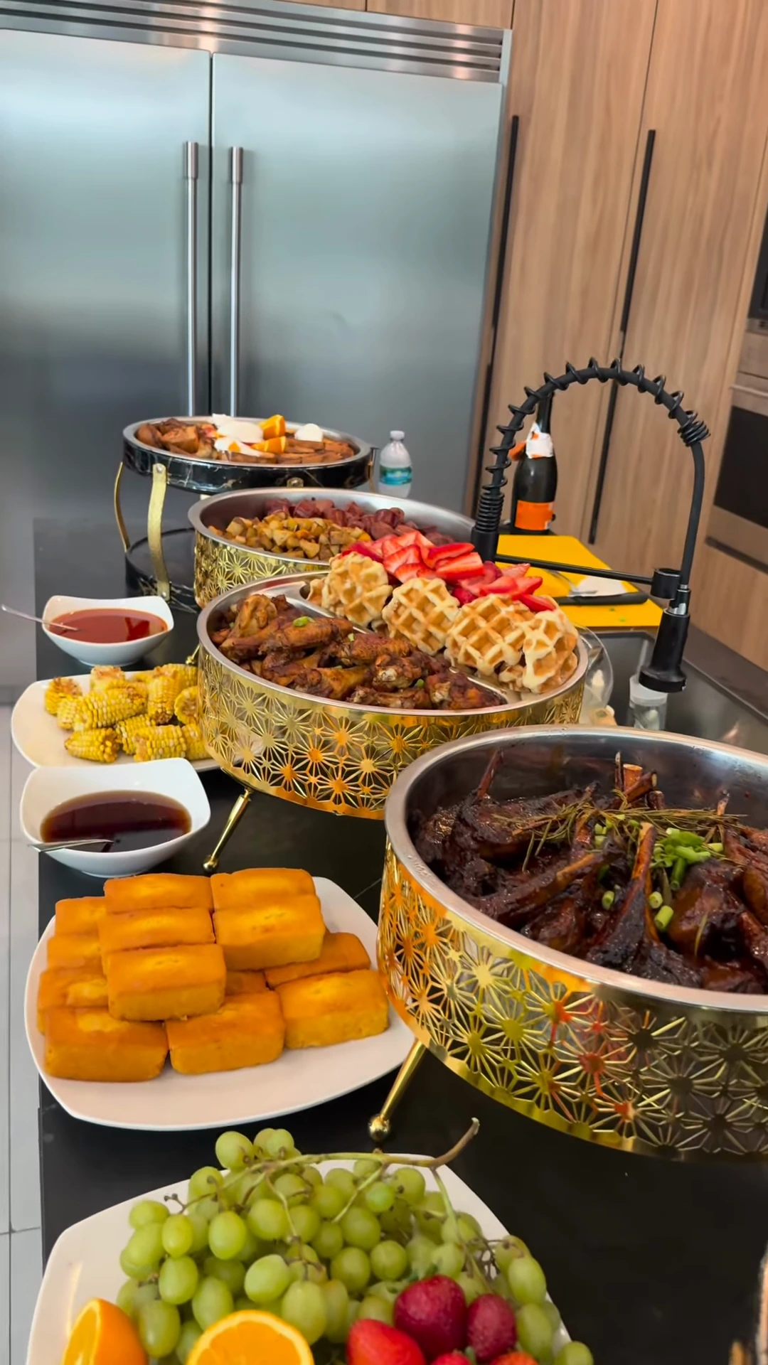 Chef Jay’s brunch buffet with fresh fruit, golden cornbread and an abundant selection of hot dishes